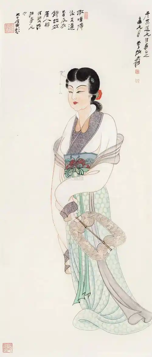 张大千189919831949年作唐人仕女图镜框设色纸本