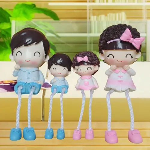 乳白色湖蓝色小红帽一家四口蒜头兔一对高9厘米百年好合一家四口小美