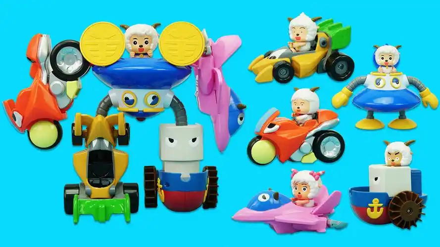 万代喜羊羊玩具:五合一的变形合体机器人