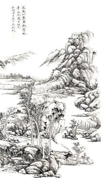 山水铅笔画简笔画