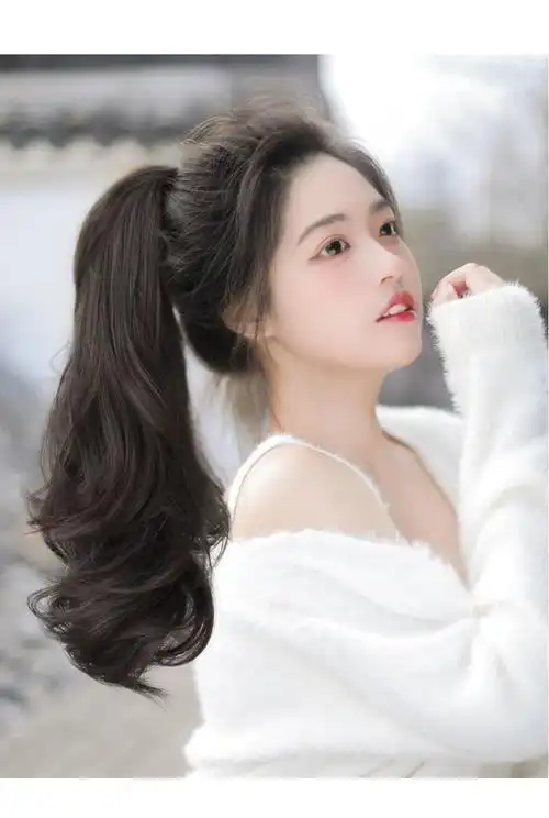 世雅假发马尾女长卷发绑带式梨花假马尾辫大波浪逼真中长款短款假发片