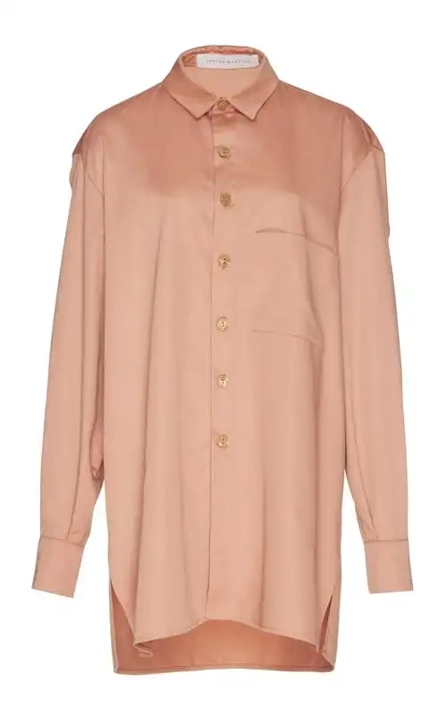 satin button up shirt in pink