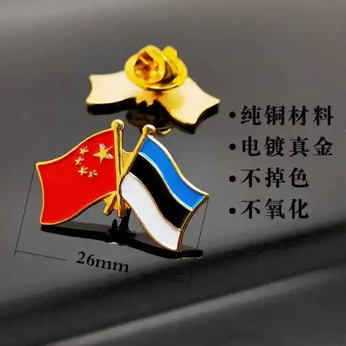 台艺交叉国旗胸针中国组合旗帜胸章保加利亚亚美尼亚加蓬奥地利爱