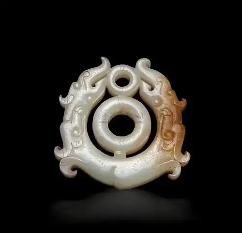 1045汉代白玉双螭龙珮