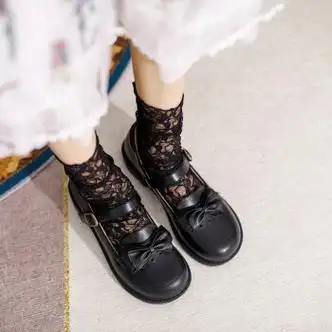 苏奈雪真皮秋冬lolita单鞋日系复古学生大头玛丽珍鞋女jk小皮鞋黑色