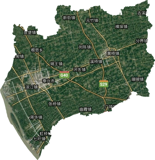 泰兴市高清卫星地图