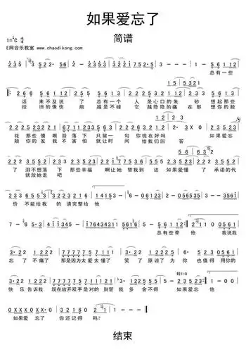 如果爱忘了简谱乐谱