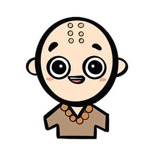 手绘卡通元素和尚少林寺q版卡通光头形象人物卡通职业人物头像图标