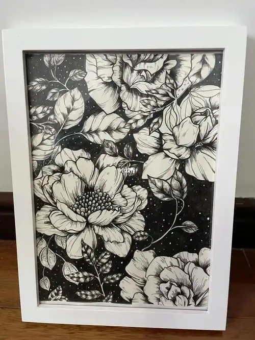 黑白装饰画繁花似锦