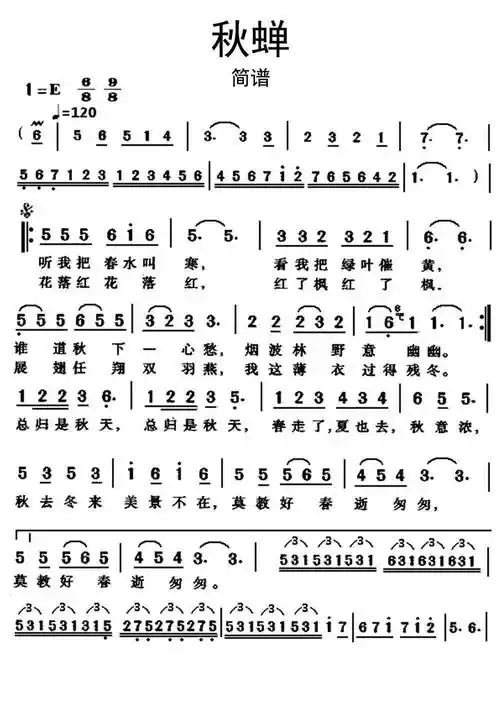 秋蝉简谱-虫虫乐谱