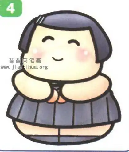 胖胖小女孩简笔画
