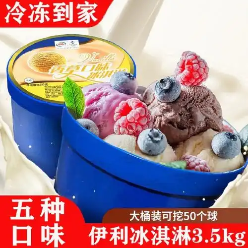 伊利大桶装冰淇淋35kg酒店商用挖球冰激凌雪糕香草味巧克力多口味量贩