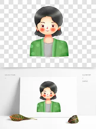 3253手绘卡通可爱的年轻妈妈形象头像0383手绘卡通慈祥老奶奶头像矢量