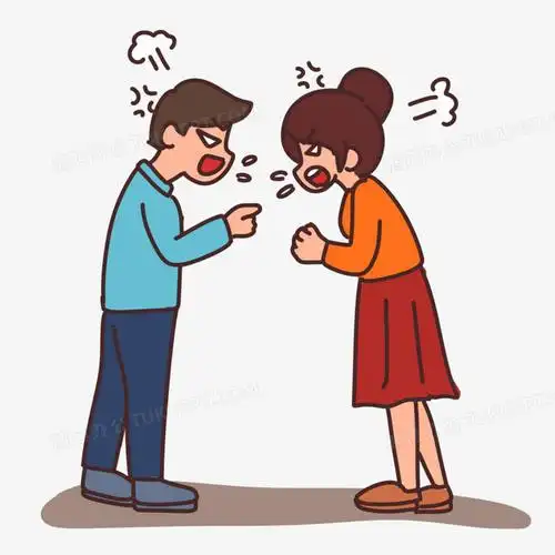 手绘卡通夫妻争吵素材