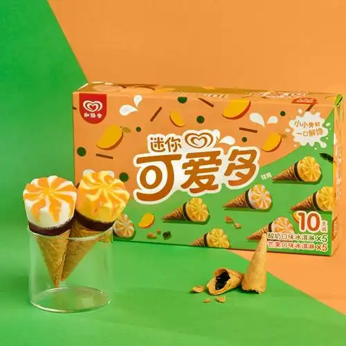 【详情领券】和路雪迷你可爱多冰淇淋甜筒芒果 酸奶口味20g*10支_爱购