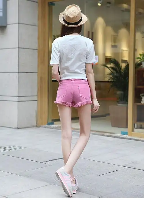 新品 牛仔短裤女2020外穿春秋时尚网红流苏红色低腰阔腿热裤超短性感