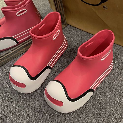 雨鞋女童2024春季新款女孩防水防滑胶鞋套中大童小孩雨靴水鞋 玫红色