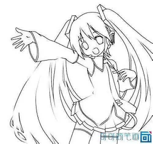 铅笔初音未来简笔画