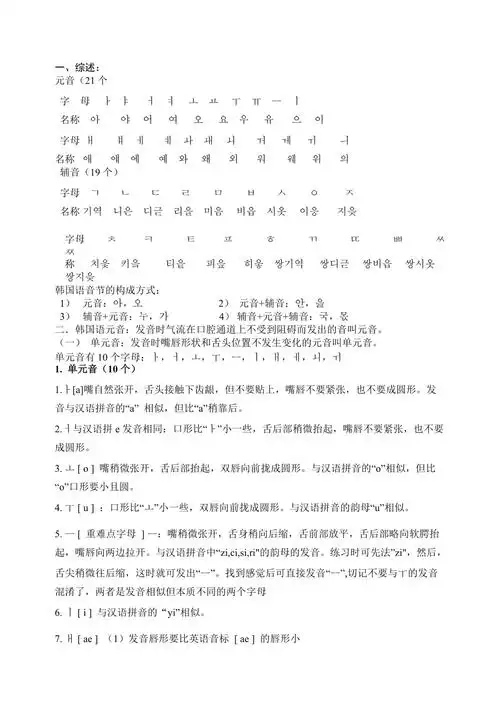 韩语入门基础教材