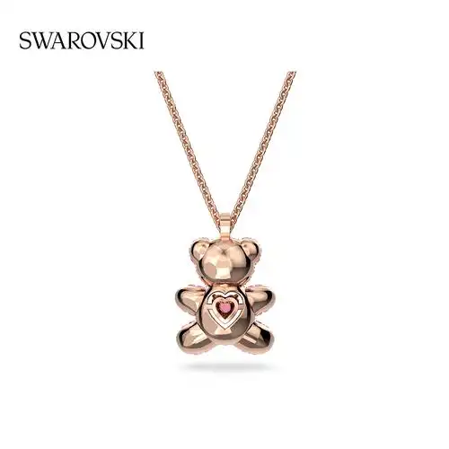 施华洛世奇teddy项链,粉红色心动小熊,送女生七夕表白礼物