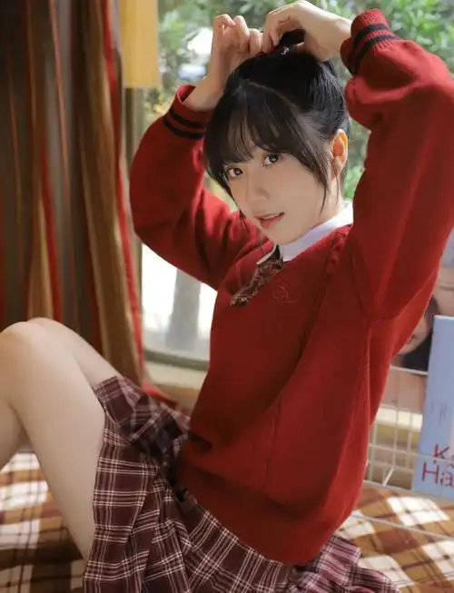 郑丹妮,红衣格子裙_高清图集_新浪网