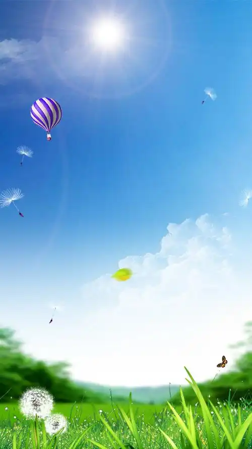 蓝色天空小清新psd分层h5背景素材