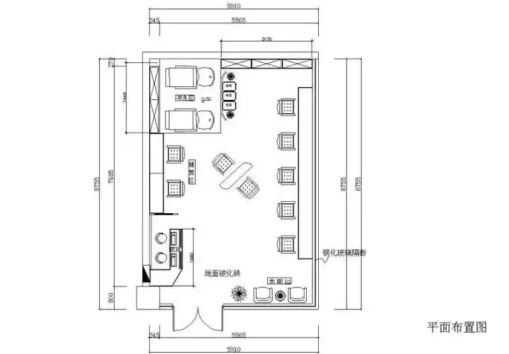 现在风格理发店施工图设计 效果图