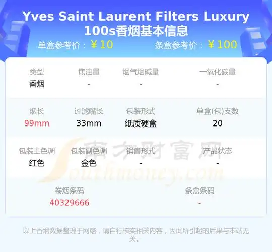 2023yves saint laurent(圣罗兰)香烟价格表:10元至20元的烟盘点 - 择