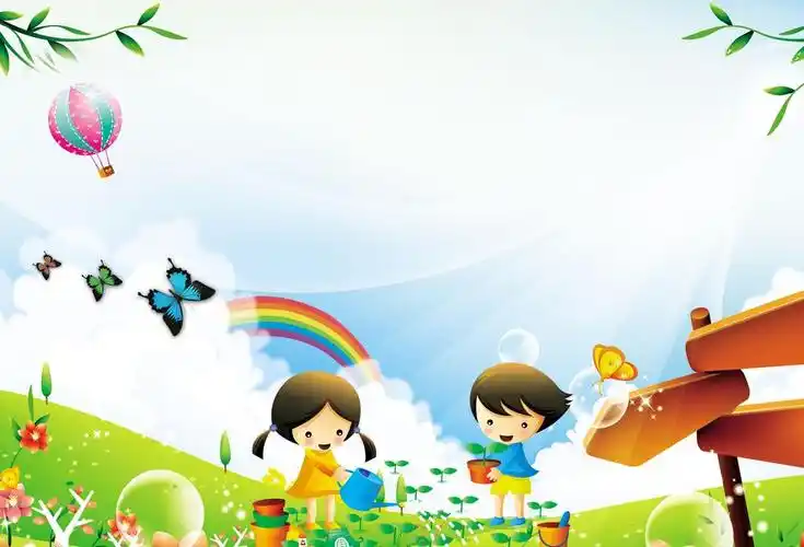 卡通春天植树节儿童ppt背景图片