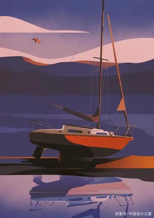 复古感的蓝红色搭配与现代风格相融的扁平插画