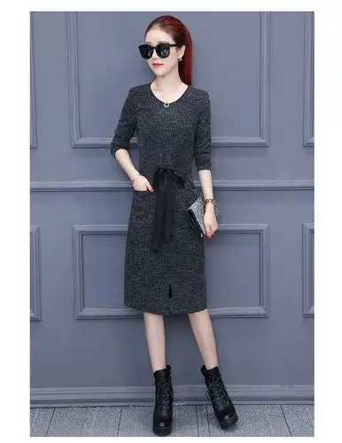 【oos】723#秋冬季新款韩版女装加绒加厚长袖连衣裙