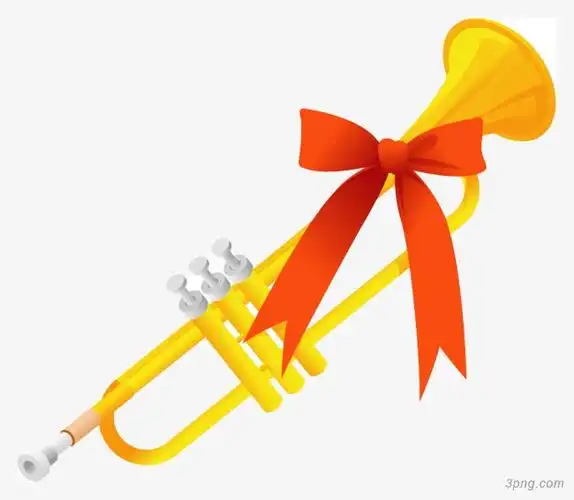 金色卡通唢呐png素材透明免抠图片-卡通手绘