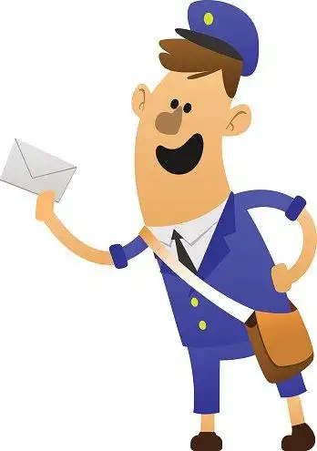 friendly postman in blue uniform