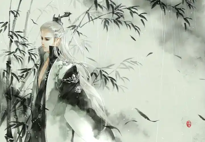 手绘古风白发男子剑网三·纯阳画师:匪萌十月