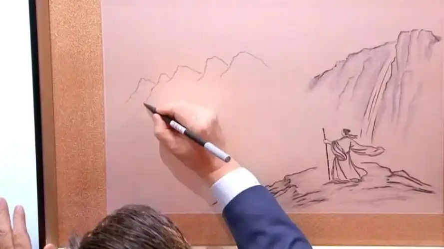 康震老师现场作画,每一笔都暗藏玄机,画中隐藏着怎样的诗句呢