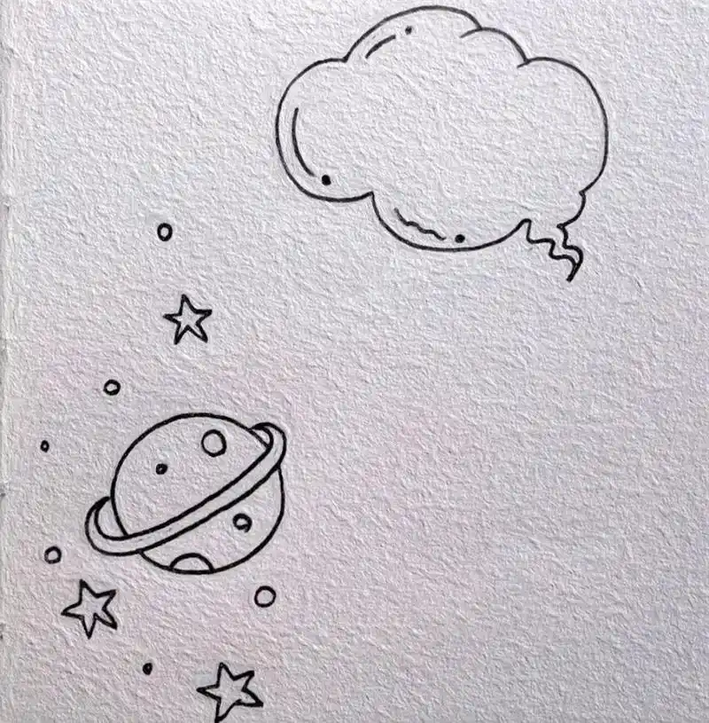 可爱宇航员简笔画手绘附过程图线稿    用樱花勾线笔画的,希望大家