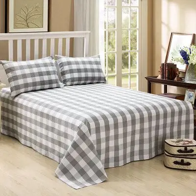 老粗布床单单件秋冬格子学生宿舍单人床单加厚加密1.5m1.8m2.0m床