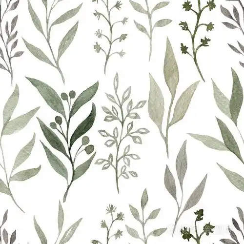 水彩无缝图案与植物元素. 手绘水彩纹理.