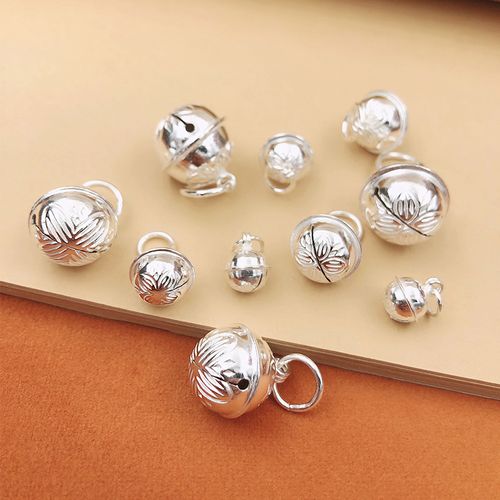 银铃铛999纯银挂件会响铃铛小吊坠手链脚链手镯宝宝饰品diy配件