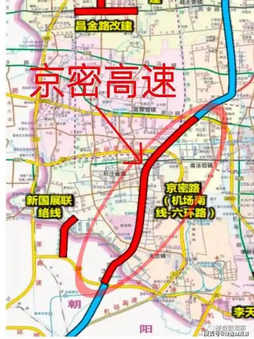 快速路线位与现有京密路线位基本一致,在已有京密路上建设高架桥,现有