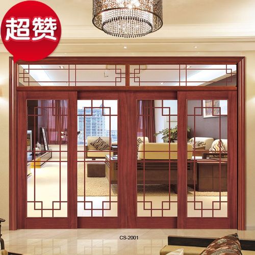 广州木门 实木玻璃门 卧室玻璃门 推拉玻璃门 四扇玻璃门 阳台门