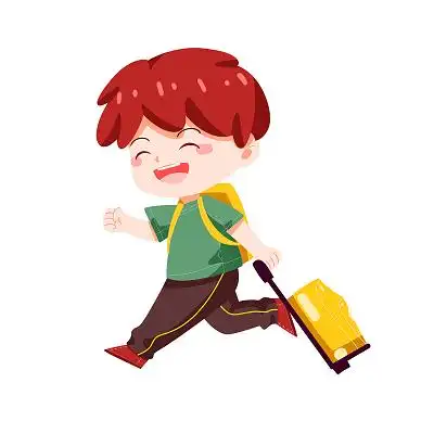住校生卡通开学季去上学提行李奔跑png素材开学季去上学元素
