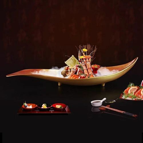 创意日式刺身盘三文鱼海鲜姿造拼盘新款鱼雕摆盘网红高端摆盘装饰