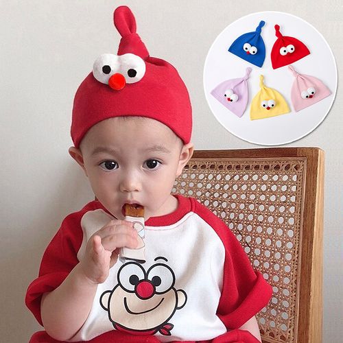 ins网红婴儿帽子春秋韩国大眼睛可爱超萌幼儿宝宝0-1岁打结帽胎帽