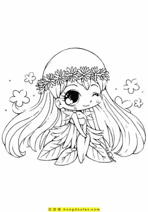 12张可爱的q版小仙子美少女卡通公主涂色图片-红豆饭小学生简笔画大全