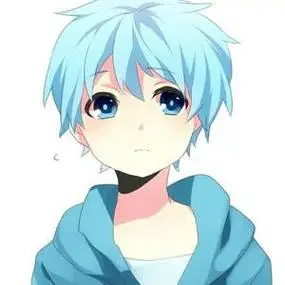 蓝发直男男生动漫头像图片
