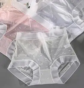 女装超薄极光丝内裤女士冰丝透明性感200斤高腰849花契大码