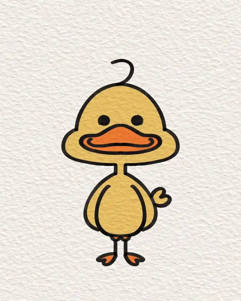 每天学习一个简笔画小技巧-简笔画小鸭子,赶快跟着画起来交作业 - 抖