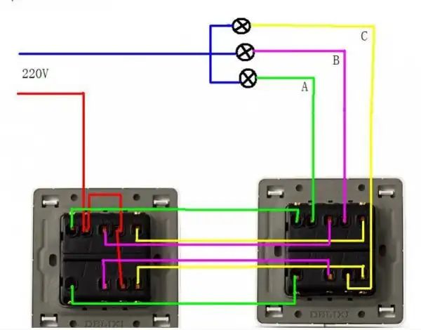 两开双控开关接线图双控开关一般标有