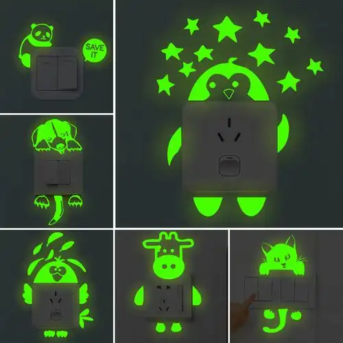 g030夜光开关贴可爱小鸡 客厅卧室卡通开关荧光贴纸厂家批发